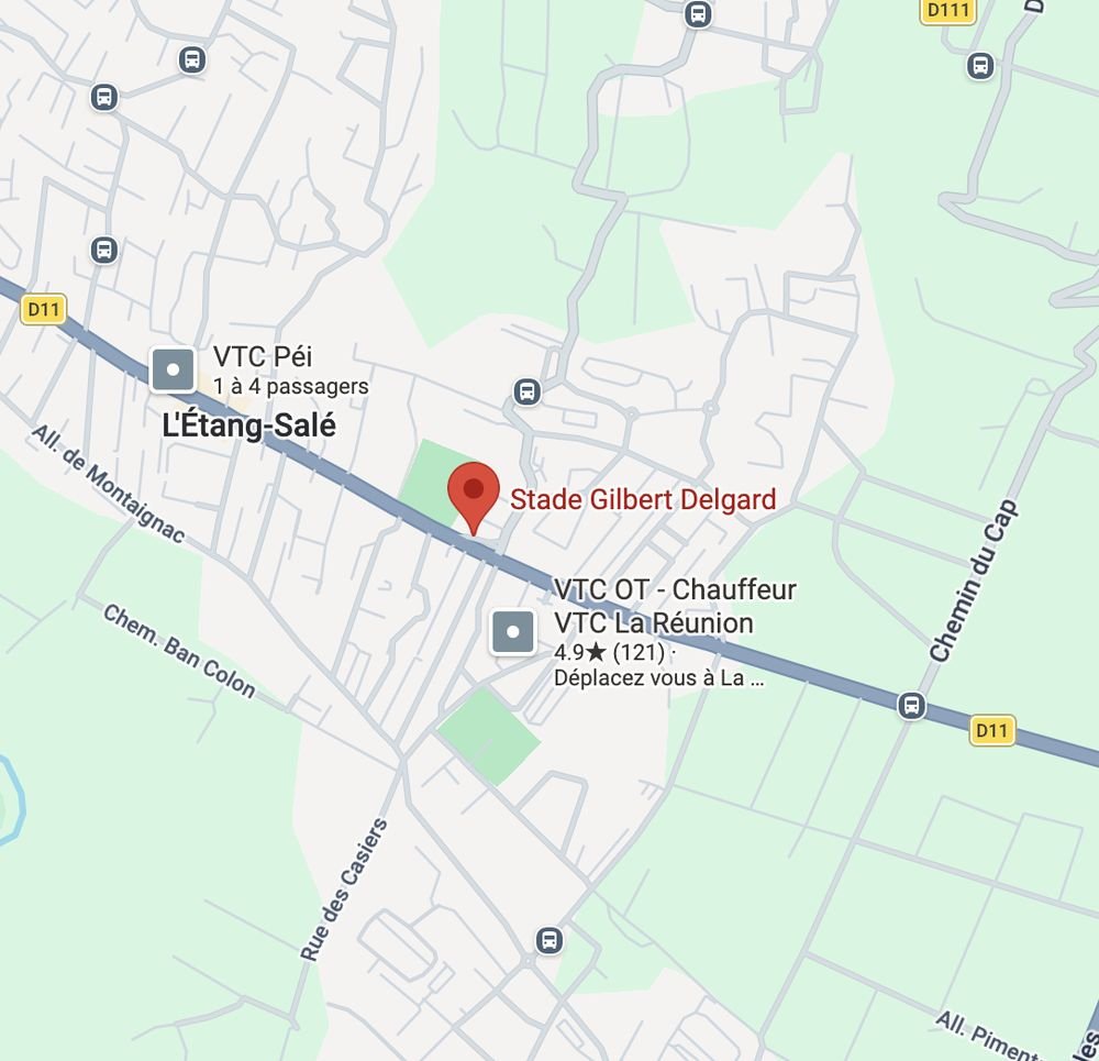 Plan de localisation du Stade Gilbert Delgard à l'Étang-Salé